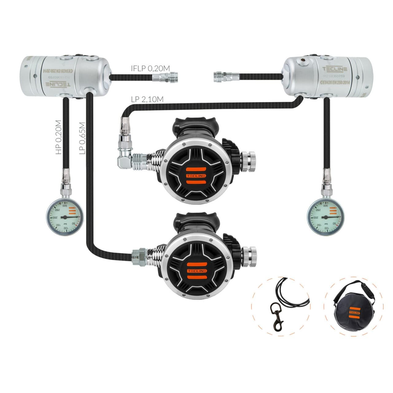 TECLINE Sidemount Regulator Set R2 TEC1